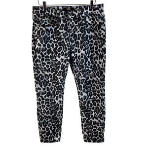 L&B Black & Gray Cheetah Print Mid Rise Ankle Skinny Jeans Size 14